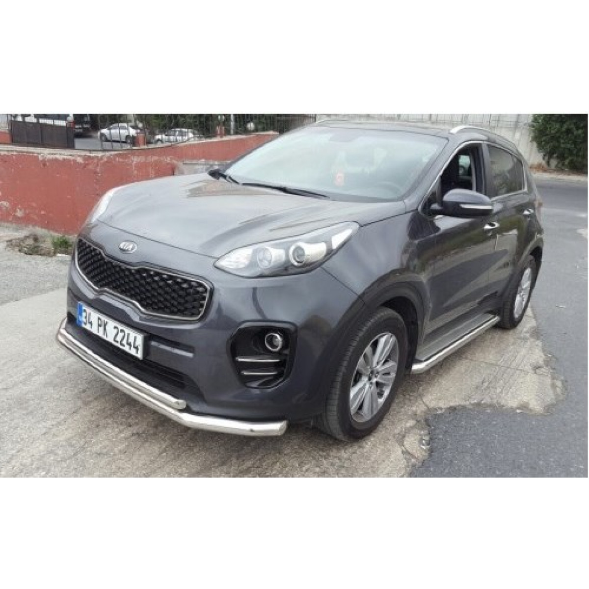Защита переднего бампера двойная kia sportage 2016